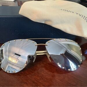 Louis Vuitton Gold Studded Aviator Sunglasses